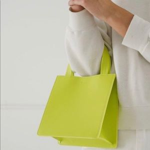 Lime green/chartreuse leather Baggu handbag